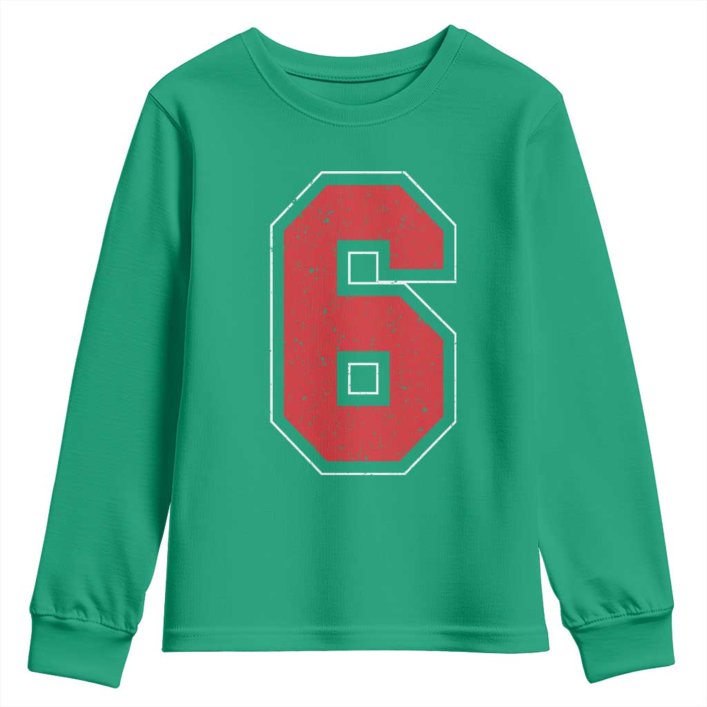 Number 6 Youth Sweatshirt Fan Varsity Sports Team 67 Jersey Number - Wonder Print Shop