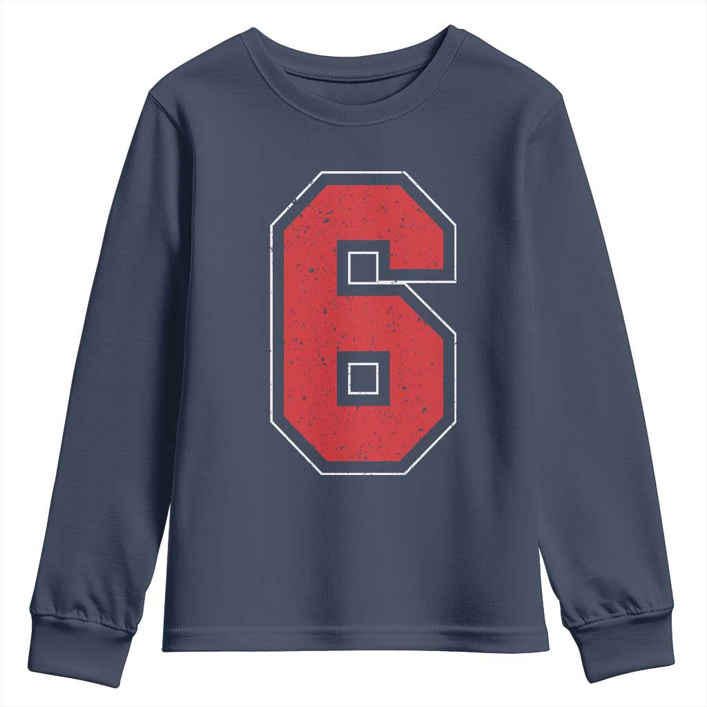 Number 6 Youth Sweatshirt Fan Varsity Sports Team 67 Jersey Number - Wonder Print Shop