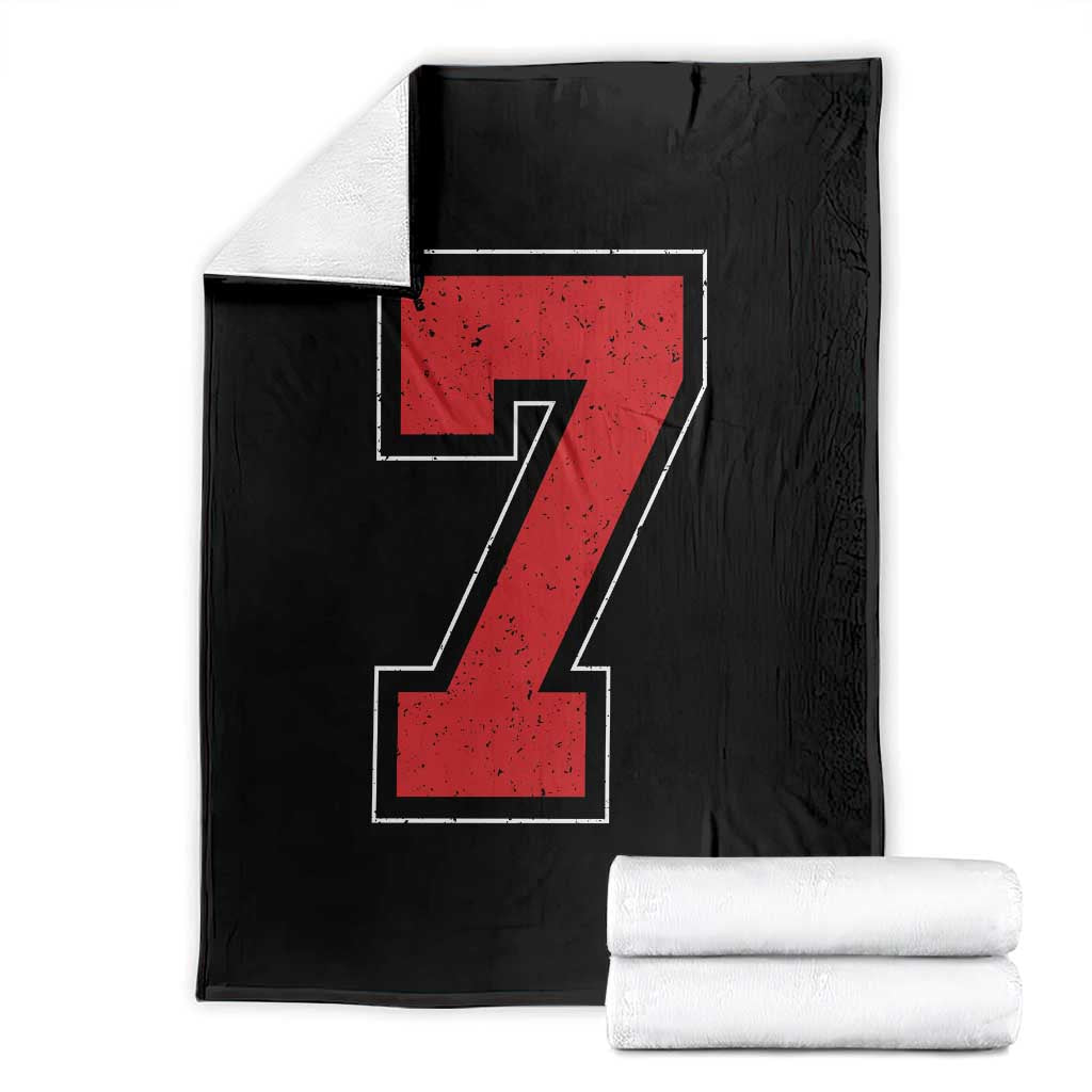 Number 7 Throw Blanket Fan Varsity Sports Team 67 Jersey Number - Wonder Print Shop