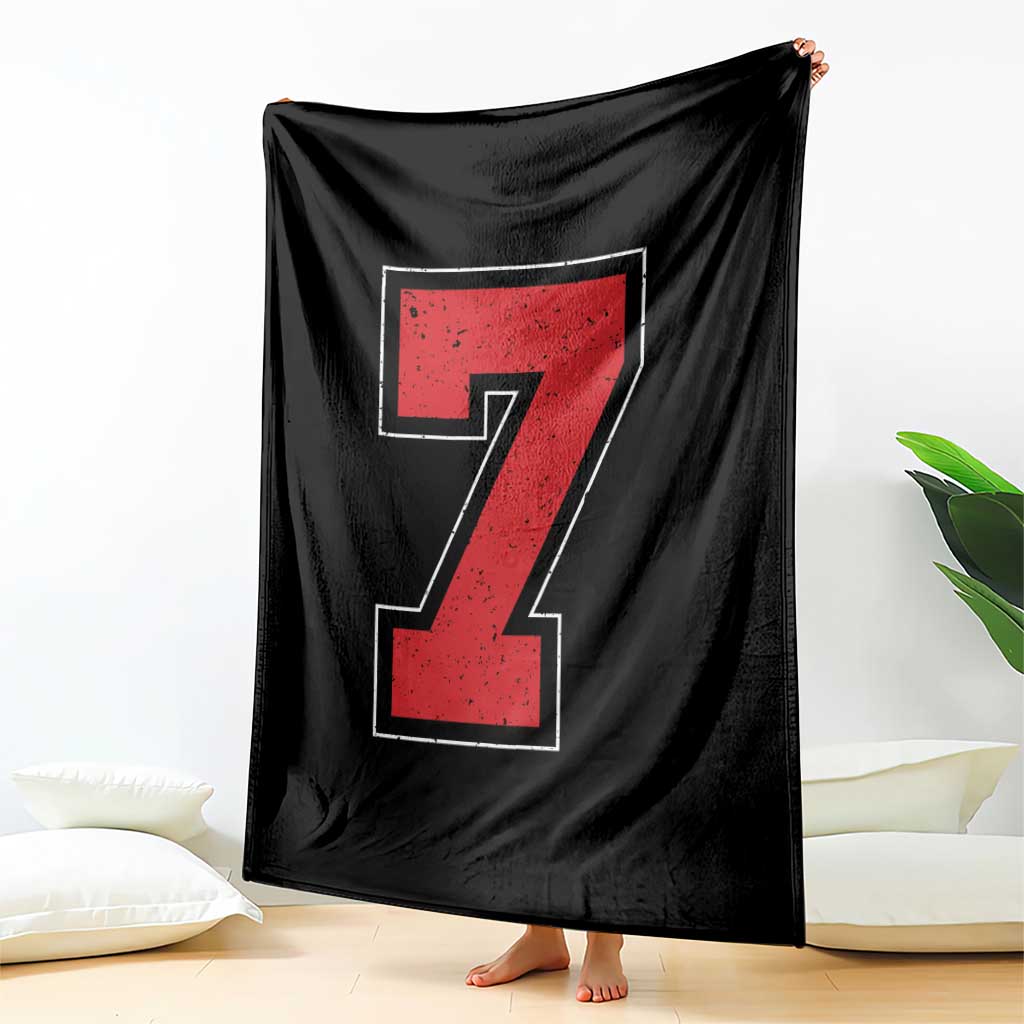 Number 7 Throw Blanket Fan Varsity Sports Team 67 Jersey Number - Wonder Print Shop
