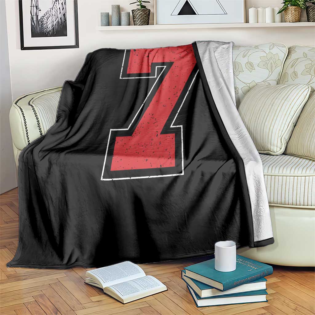 Number 7 Throw Blanket Fan Varsity Sports Team 67 Jersey Number - Wonder Print Shop