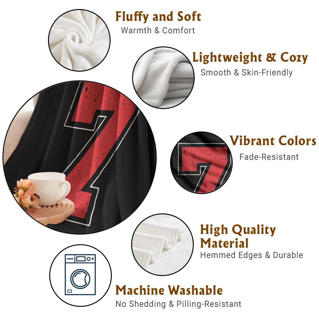 Number 7 Throw Blanket Fan Varsity Sports Team 67 Jersey Number - Wonder Print Shop