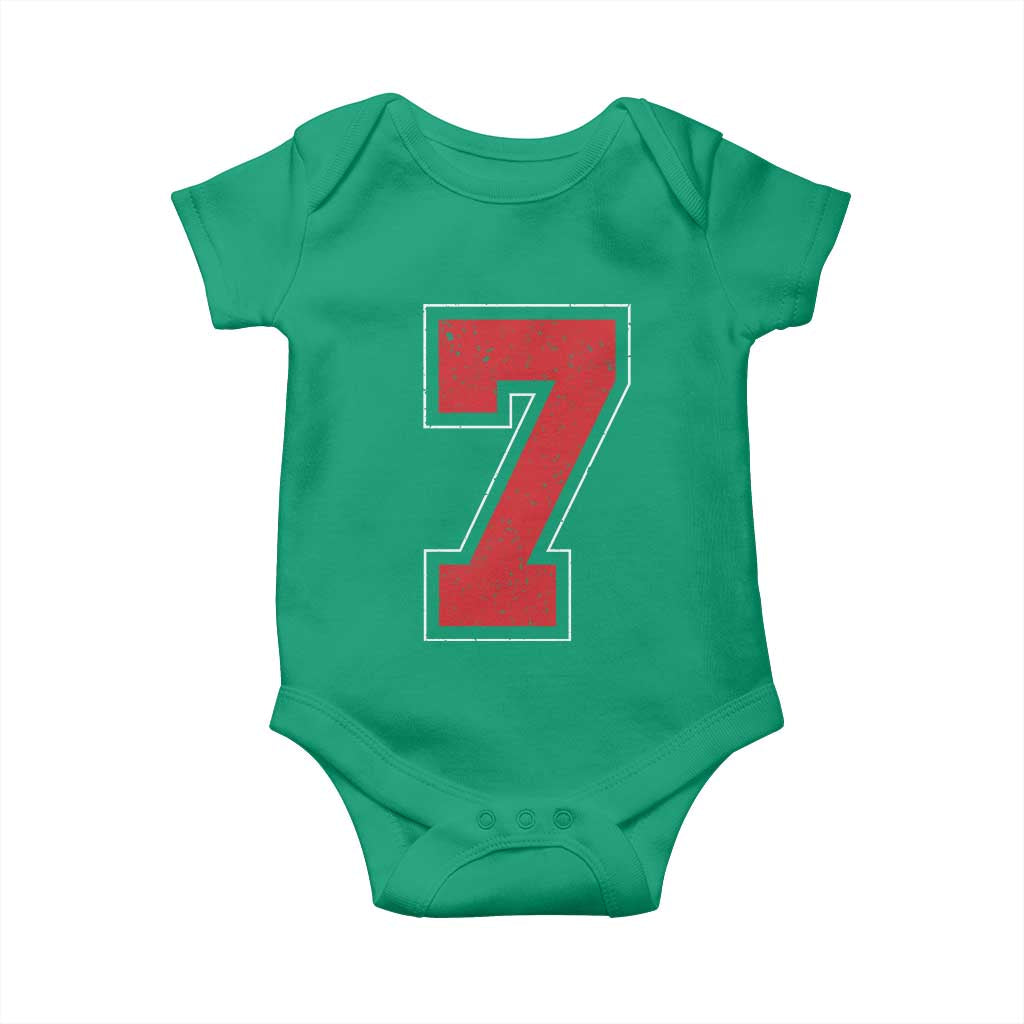 Number 7 Baby Onesie Fan Varsity Sports Team 67 Jersey Number - Wonder Print Shop