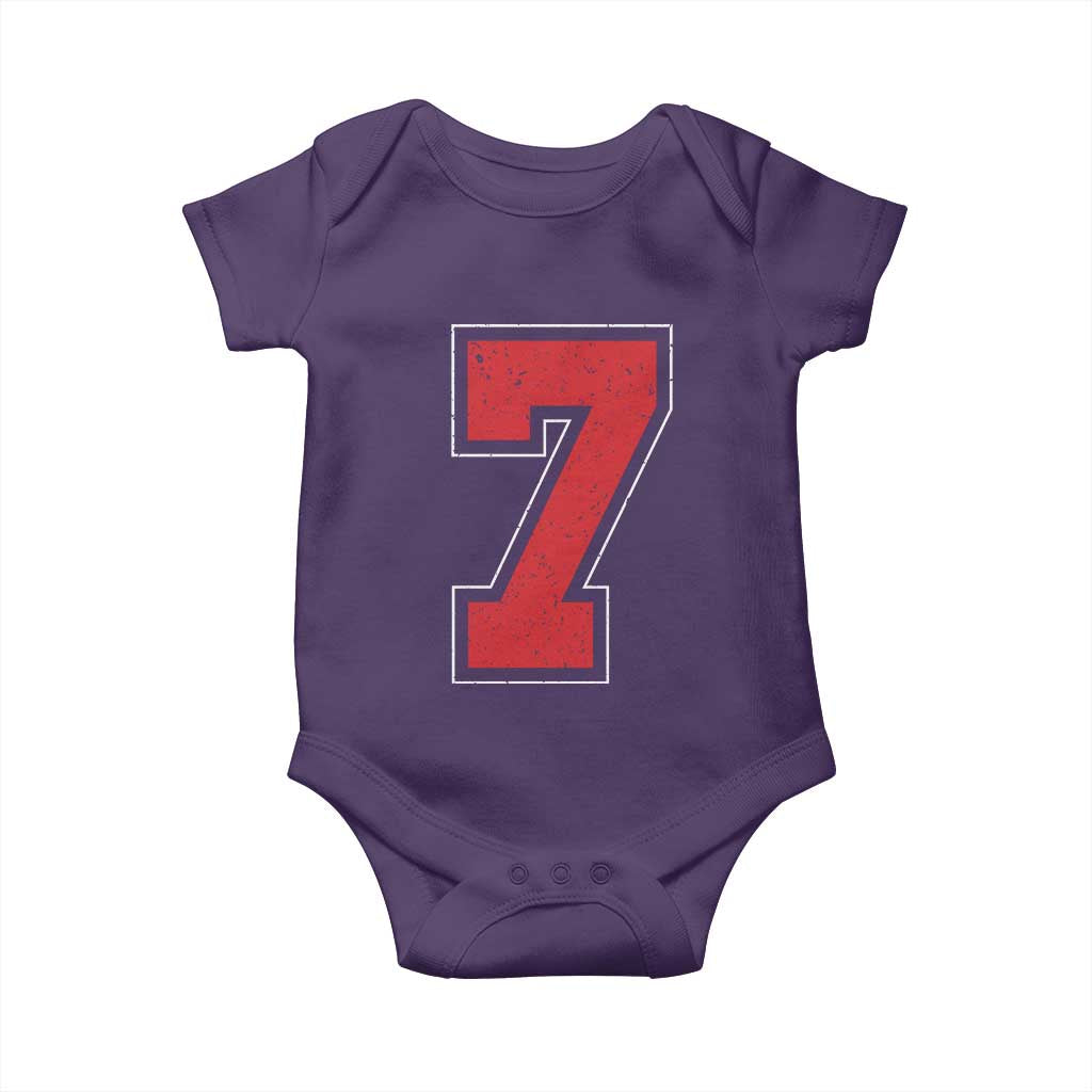 Number 7 Baby Onesie Fan Varsity Sports Team 67 Jersey Number - Wonder Print Shop