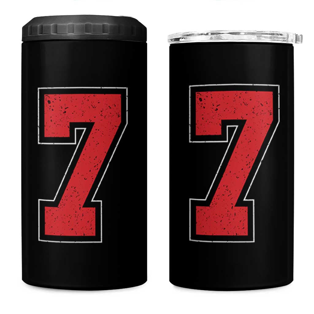 Number 7 4 in 1 Can Cooler Tumbler Fan Varsity Sports Team 67 Jersey Number - Wonder Print Shop
