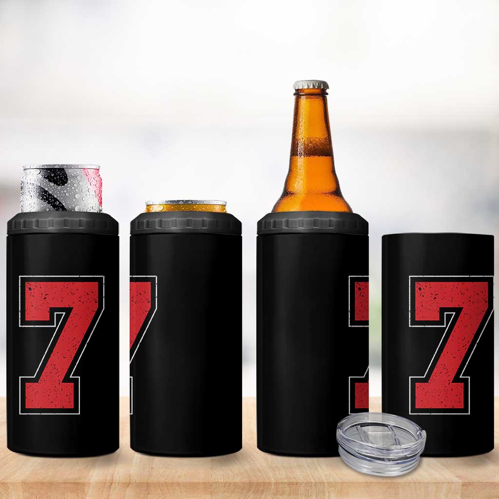 Number 7 4 in 1 Can Cooler Tumbler Fan Varsity Sports Team 67 Jersey Number - Wonder Print Shop