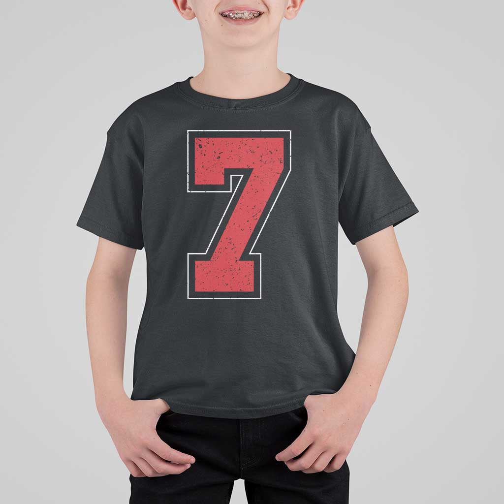 Number 7 T Shirt For Kid Fan Varsity Sports Team 67 Jersey Number - Wonder Print Shop