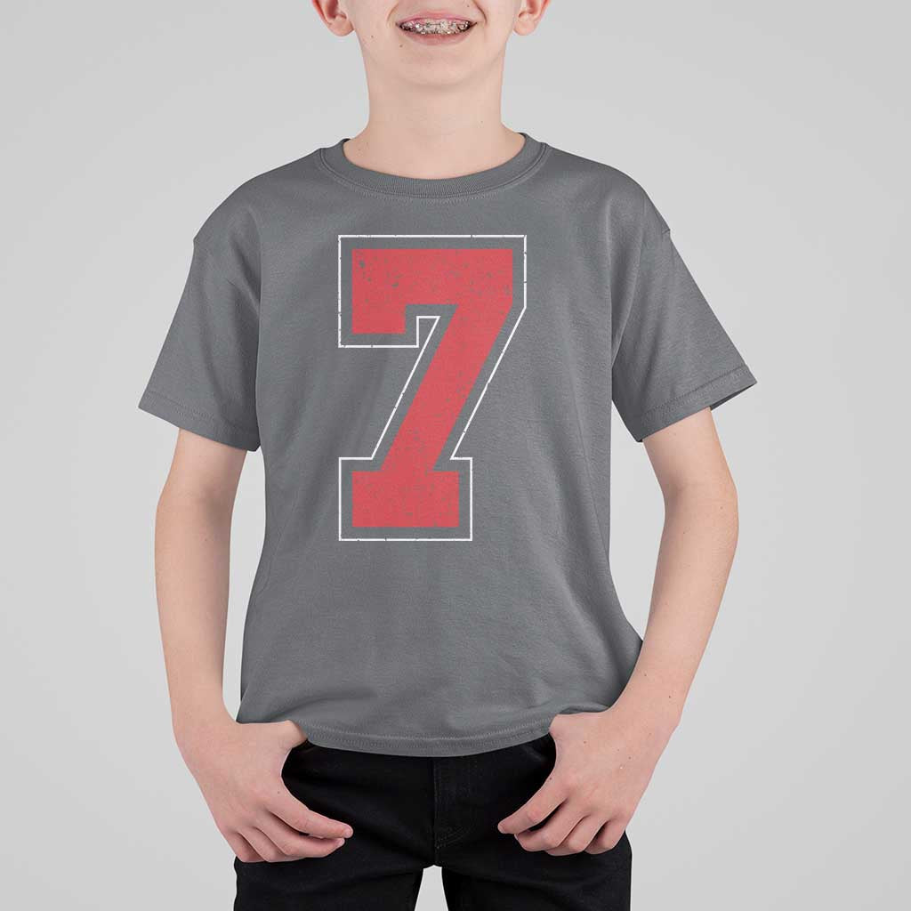 Number 7 T Shirt For Kid Fan Varsity Sports Team 67 Jersey Number - Wonder Print Shop