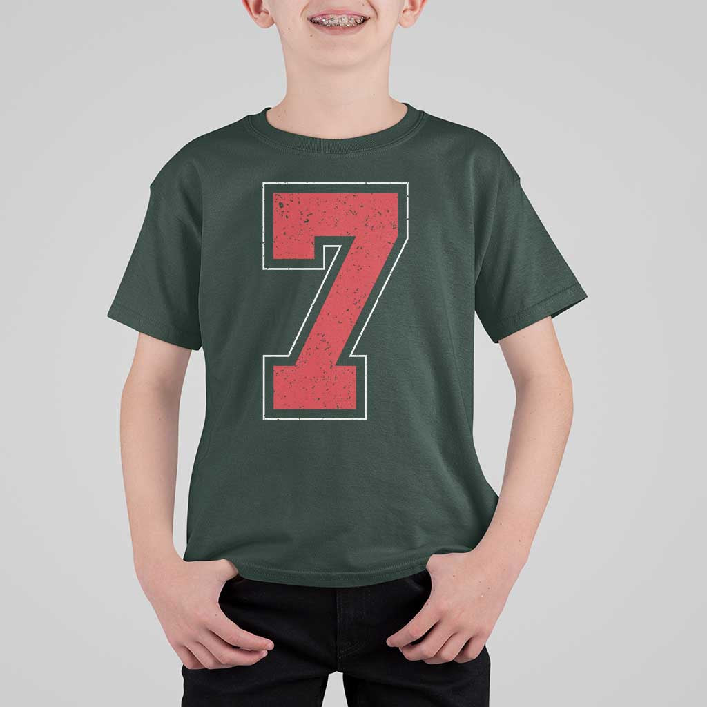Number 7 T Shirt For Kid Fan Varsity Sports Team 67 Jersey Number - Wonder Print Shop