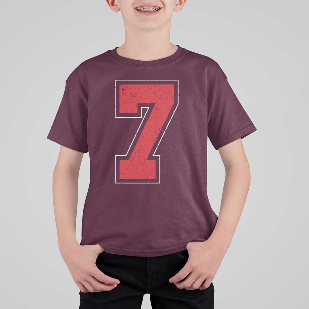 Number 7 T Shirt For Kid Fan Varsity Sports Team 67 Jersey Number - Wonder Print Shop
