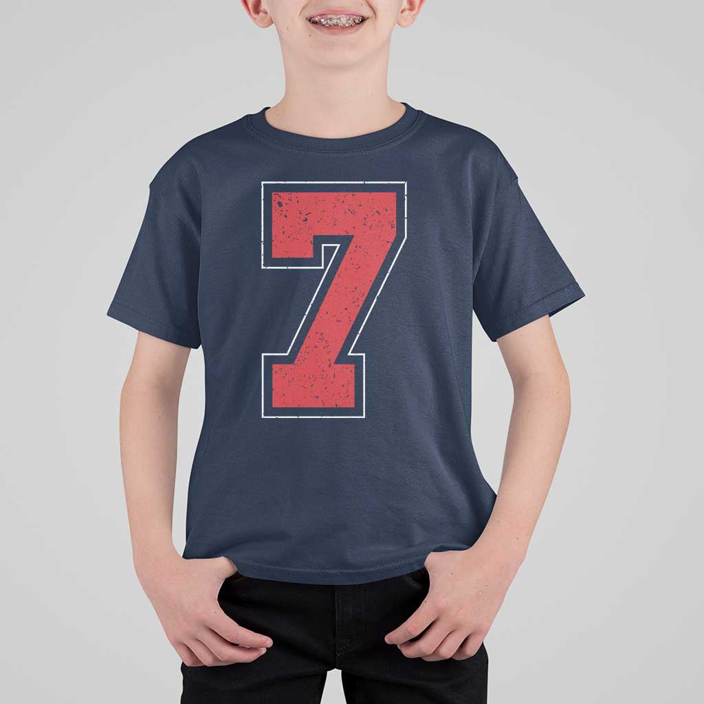 Number 7 T Shirt For Kid Fan Varsity Sports Team 67 Jersey Number - Wonder Print Shop