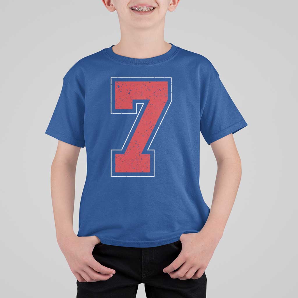 Number 7 T Shirt For Kid Fan Varsity Sports Team 67 Jersey Number - Wonder Print Shop
