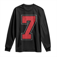 Number 7 Long Sleeve Shirt Fan Varsity Sports Team 67 Jersey Number - Wonder Print Shop