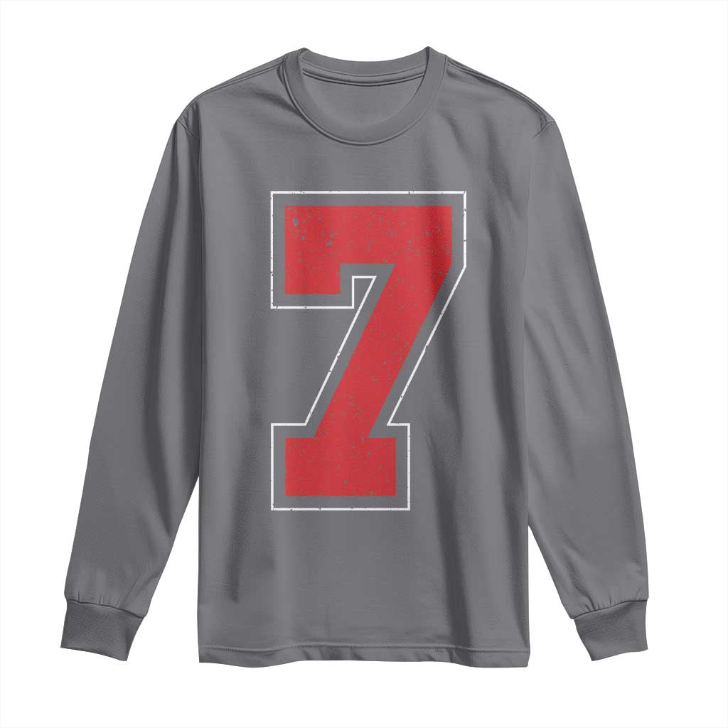Number 7 Long Sleeve Shirt Fan Varsity Sports Team 67 Jersey Number - Wonder Print Shop