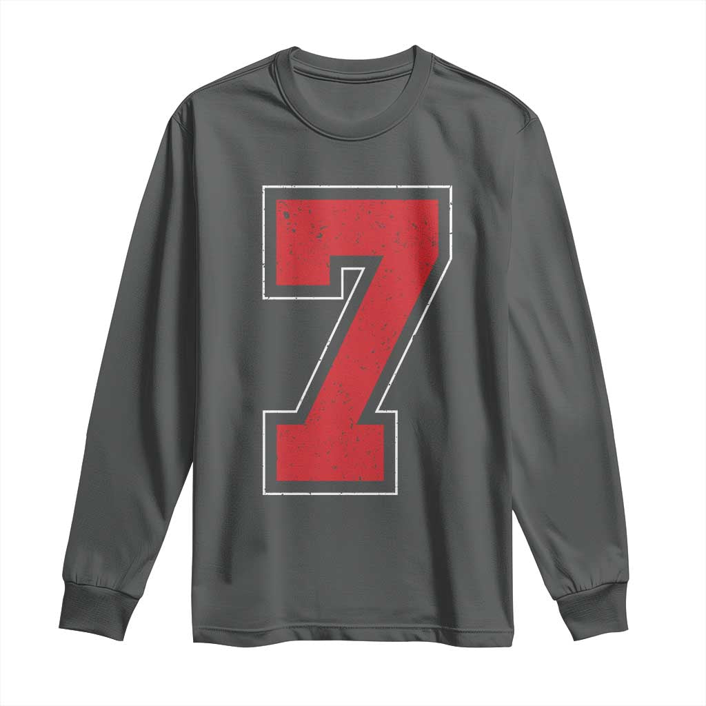 Number 7 Long Sleeve Shirt Fan Varsity Sports Team 67 Jersey Number - Wonder Print Shop