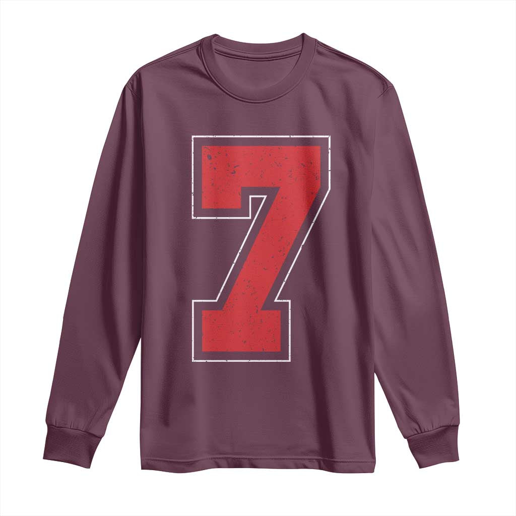 Number 7 Long Sleeve Shirt Fan Varsity Sports Team 67 Jersey Number - Wonder Print Shop