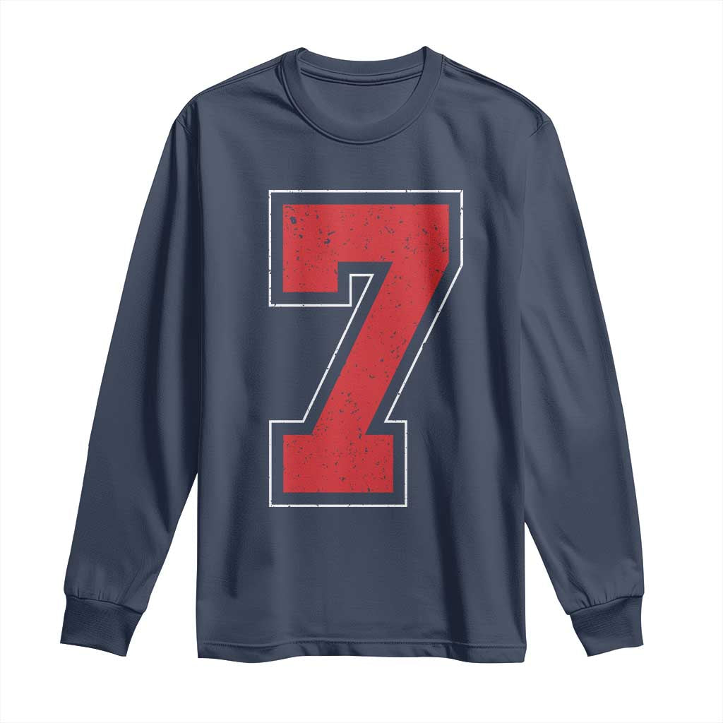 Number 7 Long Sleeve Shirt Fan Varsity Sports Team 67 Jersey Number - Wonder Print Shop