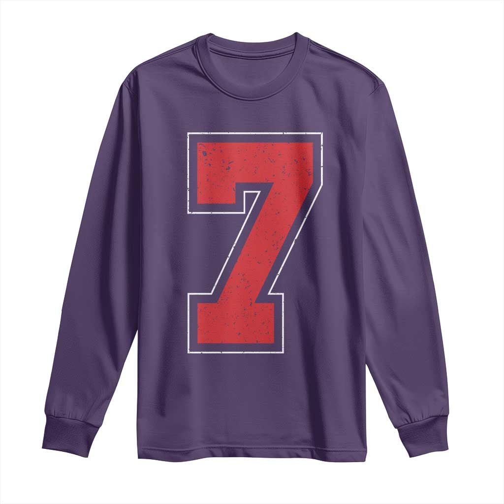 Number 7 Long Sleeve Shirt Fan Varsity Sports Team 67 Jersey Number - Wonder Print Shop