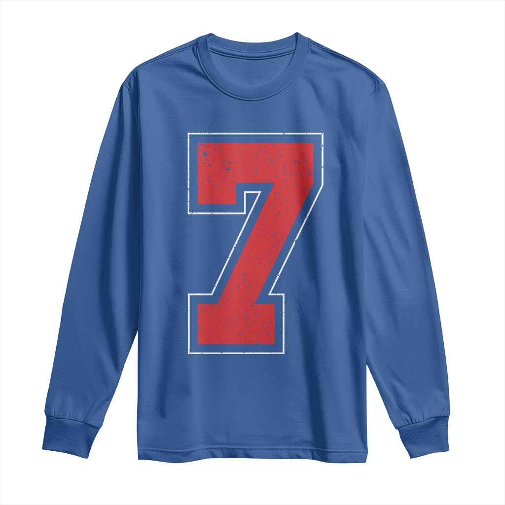 Number 7 Long Sleeve Shirt Fan Varsity Sports Team 67 Jersey Number - Wonder Print Shop