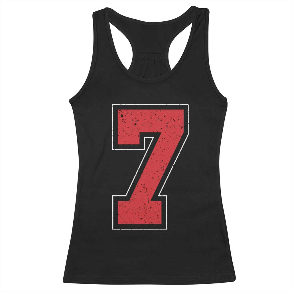 Number 7 Racerback Tank Top Fan Varsity Sports Team 67 Jersey Number - Wonder Print Shop