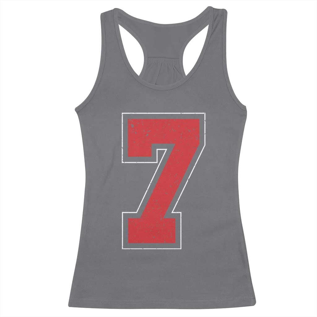 Number 7 Racerback Tank Top Fan Varsity Sports Team 67 Jersey Number - Wonder Print Shop