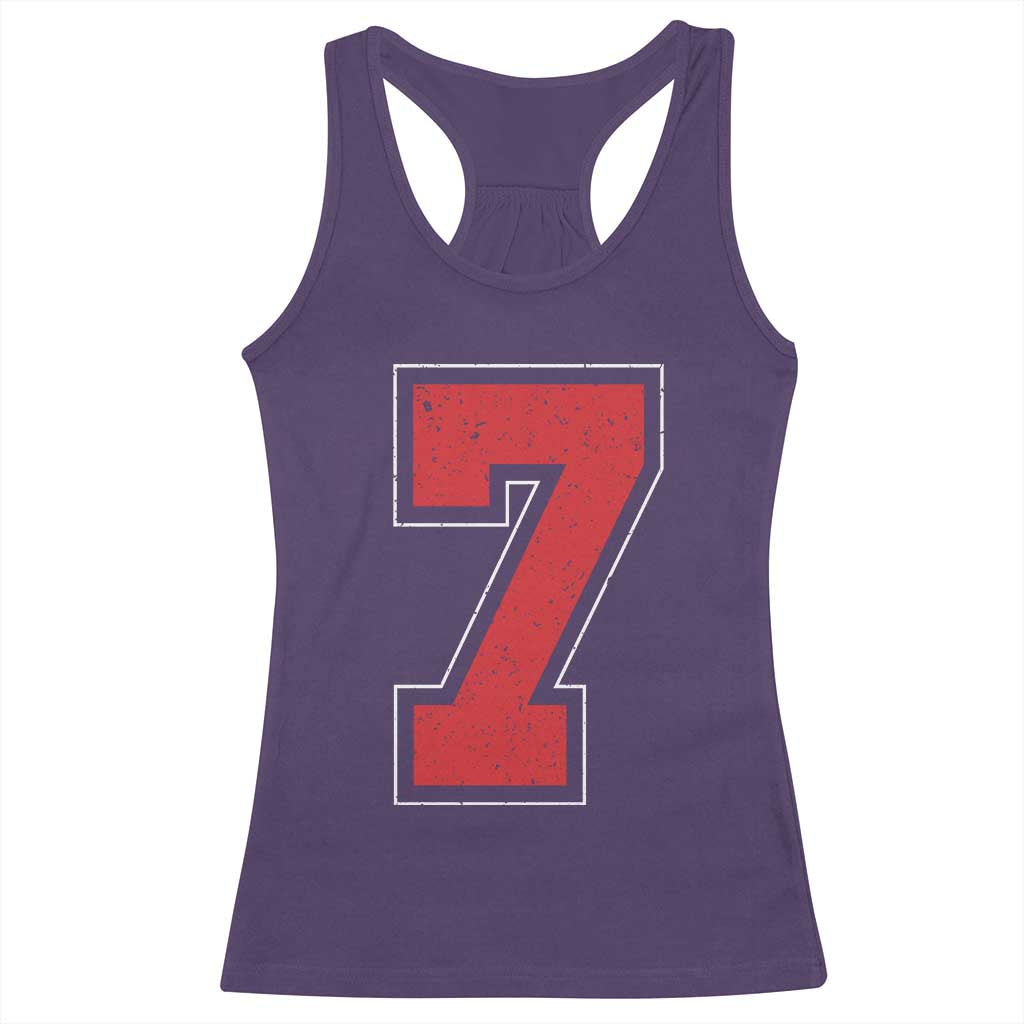 Number 7 Racerback Tank Top Fan Varsity Sports Team 67 Jersey Number - Wonder Print Shop