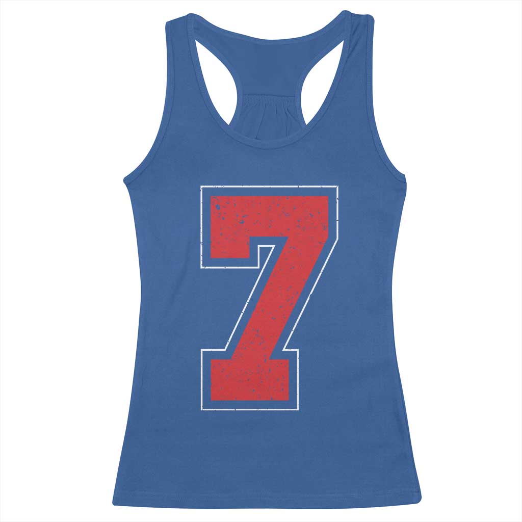 Number 7 Racerback Tank Top Fan Varsity Sports Team 67 Jersey Number - Wonder Print Shop
