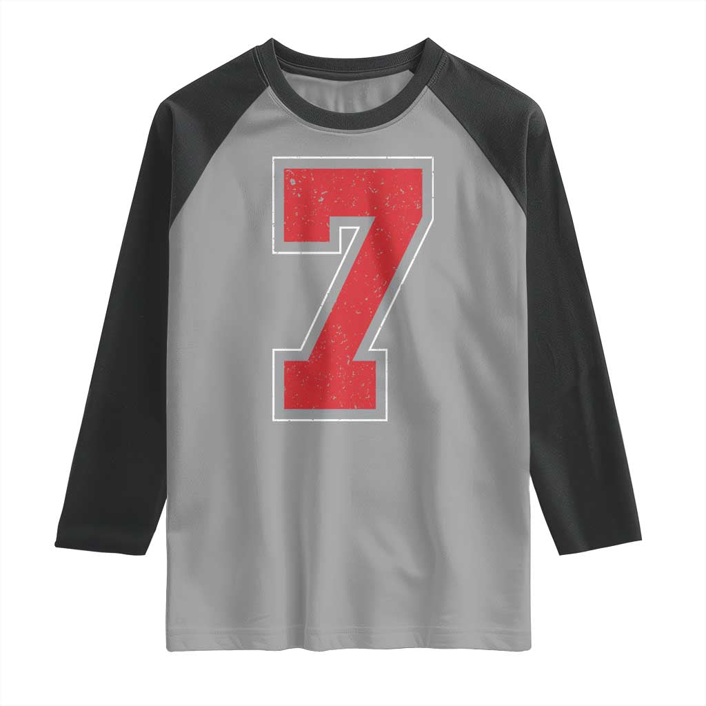 Number 7 Raglan Shirt Fan Varsity Sports Team 67 Jersey Number - Wonder Print Shop