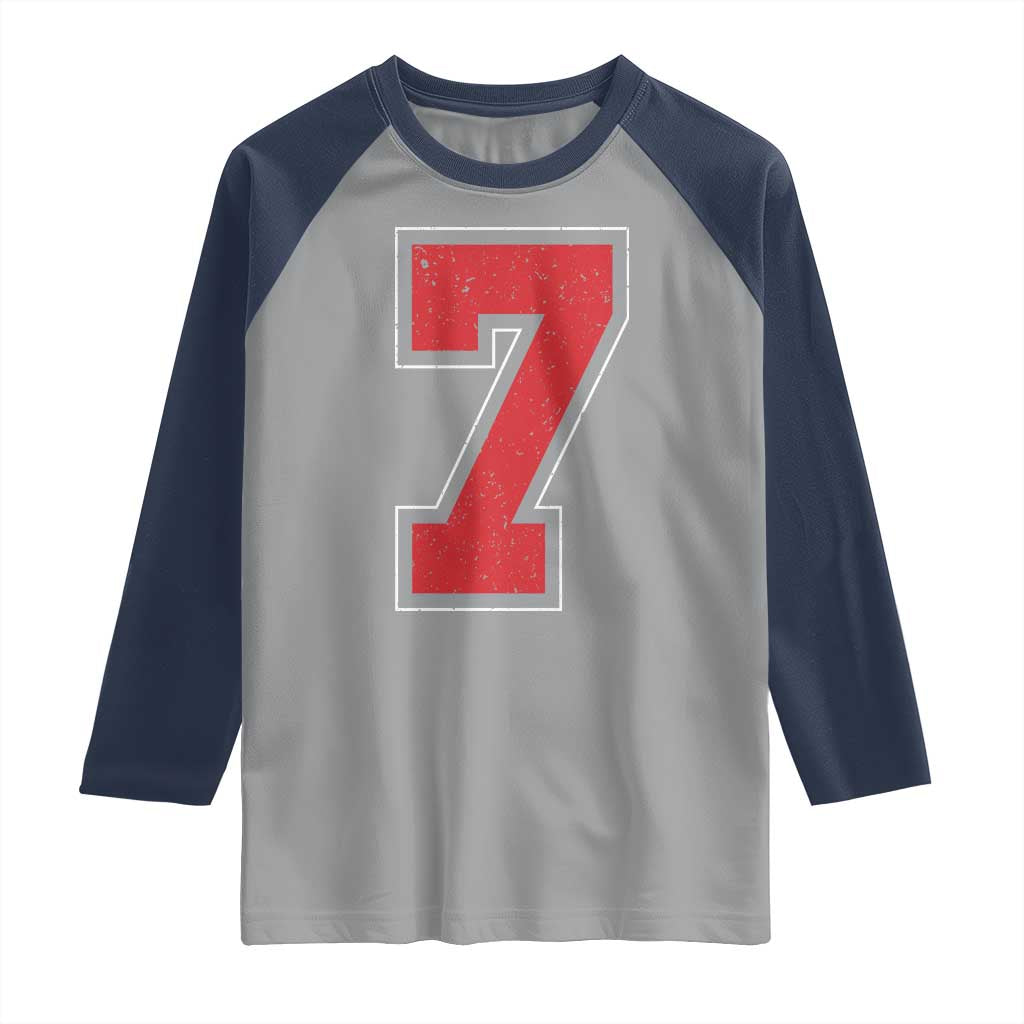 Number 7 Raglan Shirt Fan Varsity Sports Team 67 Jersey Number - Wonder Print Shop