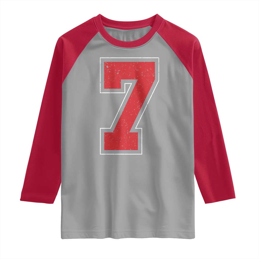 Number 7 Raglan Shirt Fan Varsity Sports Team 67 Jersey Number - Wonder Print Shop