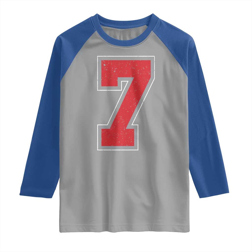 Number 7 Raglan Shirt Fan Varsity Sports Team 67 Jersey Number - Wonder Print Shop