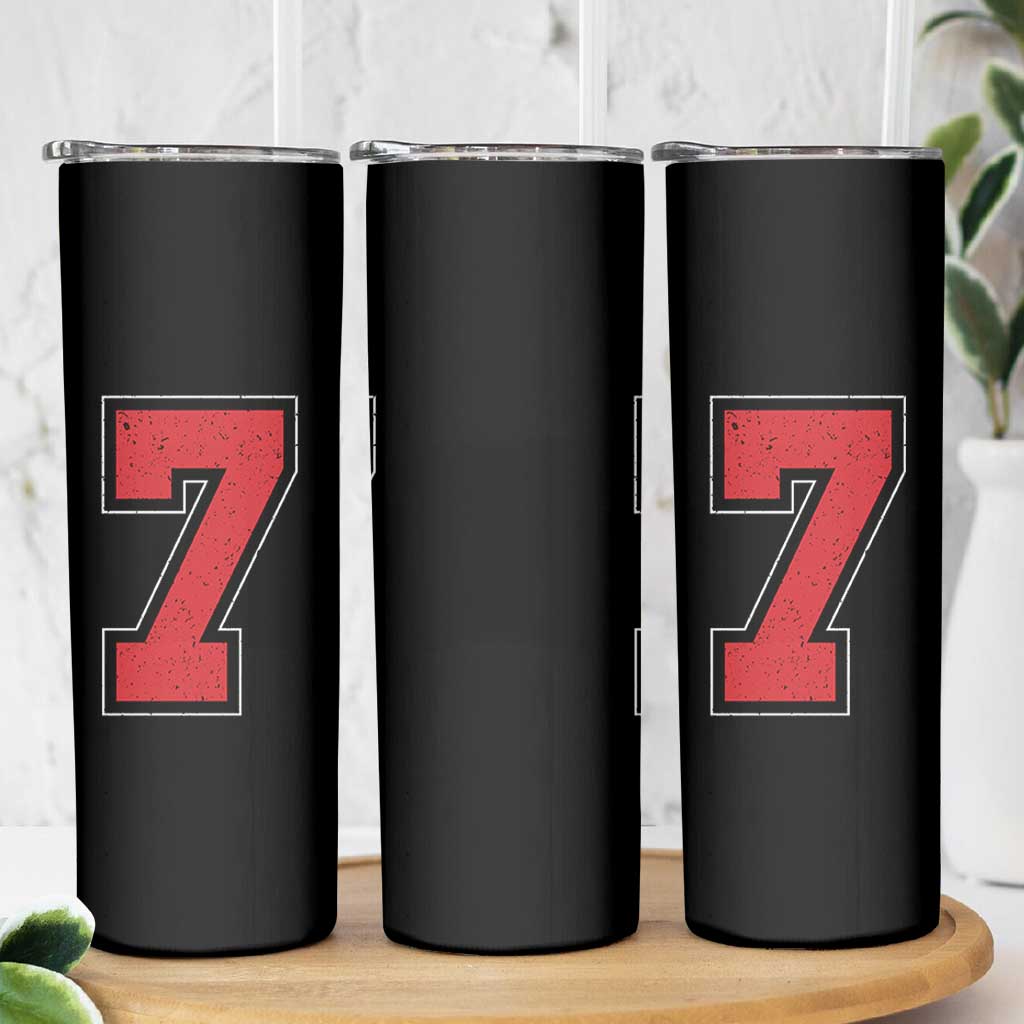 Number 7 Skinny Tumbler Fan Varsity Sports Team 67 Jersey Number - Wonder Print Shop