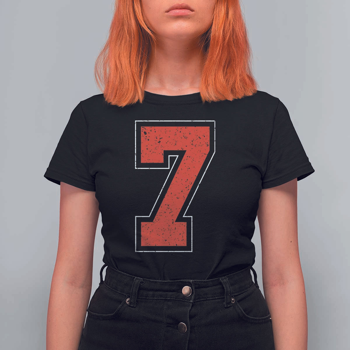 Number 7 T Shirt For Women Fan Varsity Sports Team 67 Jersey Number - Wonder Print Shop