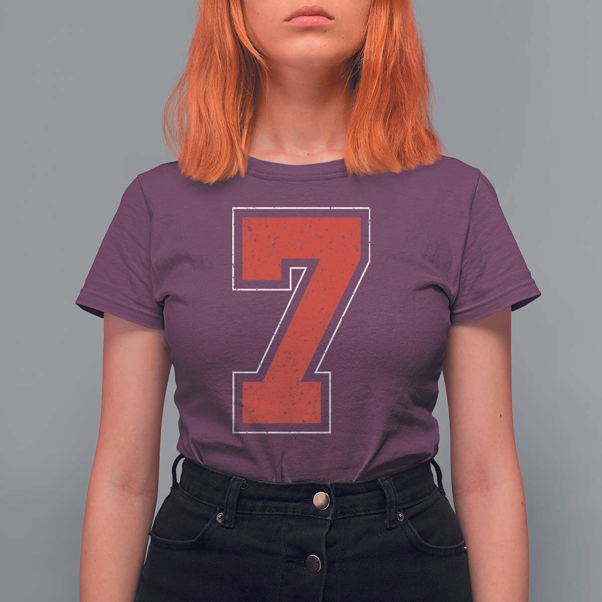 Number 7 T Shirt For Women Fan Varsity Sports Team 67 Jersey Number - Wonder Print Shop