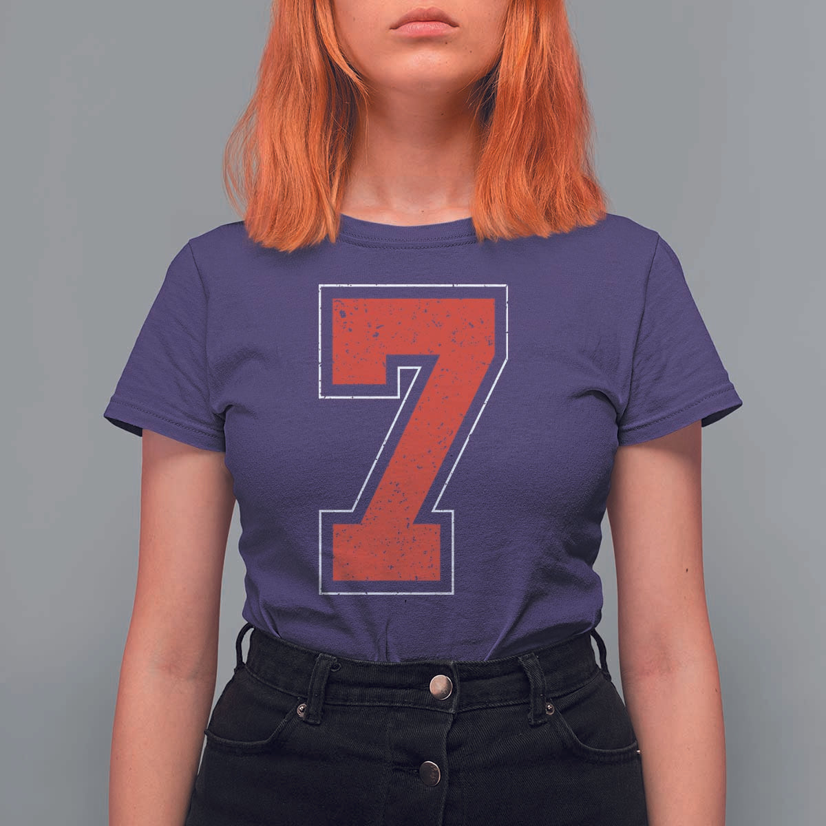 Number 7 T Shirt For Women Fan Varsity Sports Team 67 Jersey Number - Wonder Print Shop
