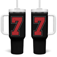 Number 7 Tumbler With Handle Fan Varsity Sports Team 67 Jersey Number - Wonder Print Shop