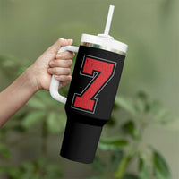 Number 7 Tumbler With Handle Fan Varsity Sports Team 67 Jersey Number - Wonder Print Shop