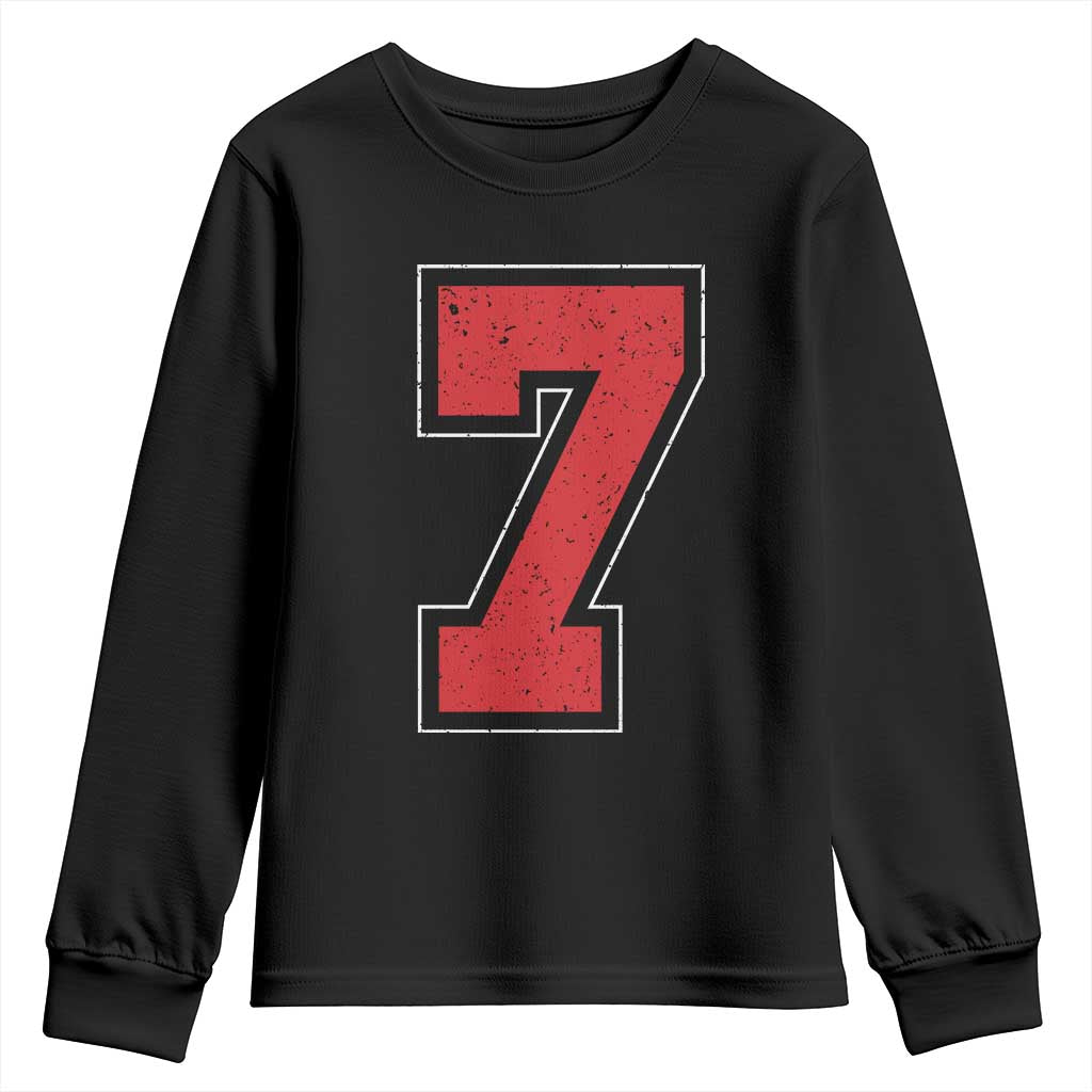 Number 7 Youth Sweatshirt Fan Varsity Sports Team 67 Jersey Number - Wonder Print Shop