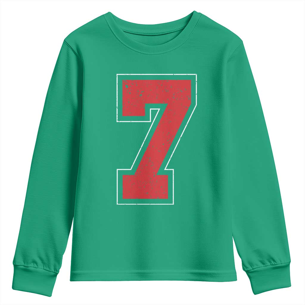 Number 7 Youth Sweatshirt Fan Varsity Sports Team 67 Jersey Number - Wonder Print Shop