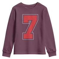 Number 7 Youth Sweatshirt Fan Varsity Sports Team 67 Jersey Number - Wonder Print Shop
