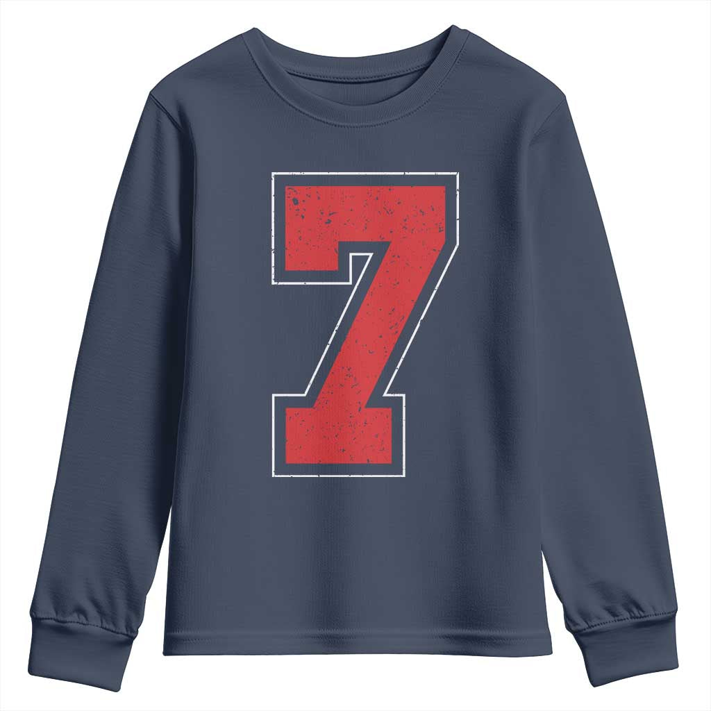 Number 7 Youth Sweatshirt Fan Varsity Sports Team 67 Jersey Number - Wonder Print Shop