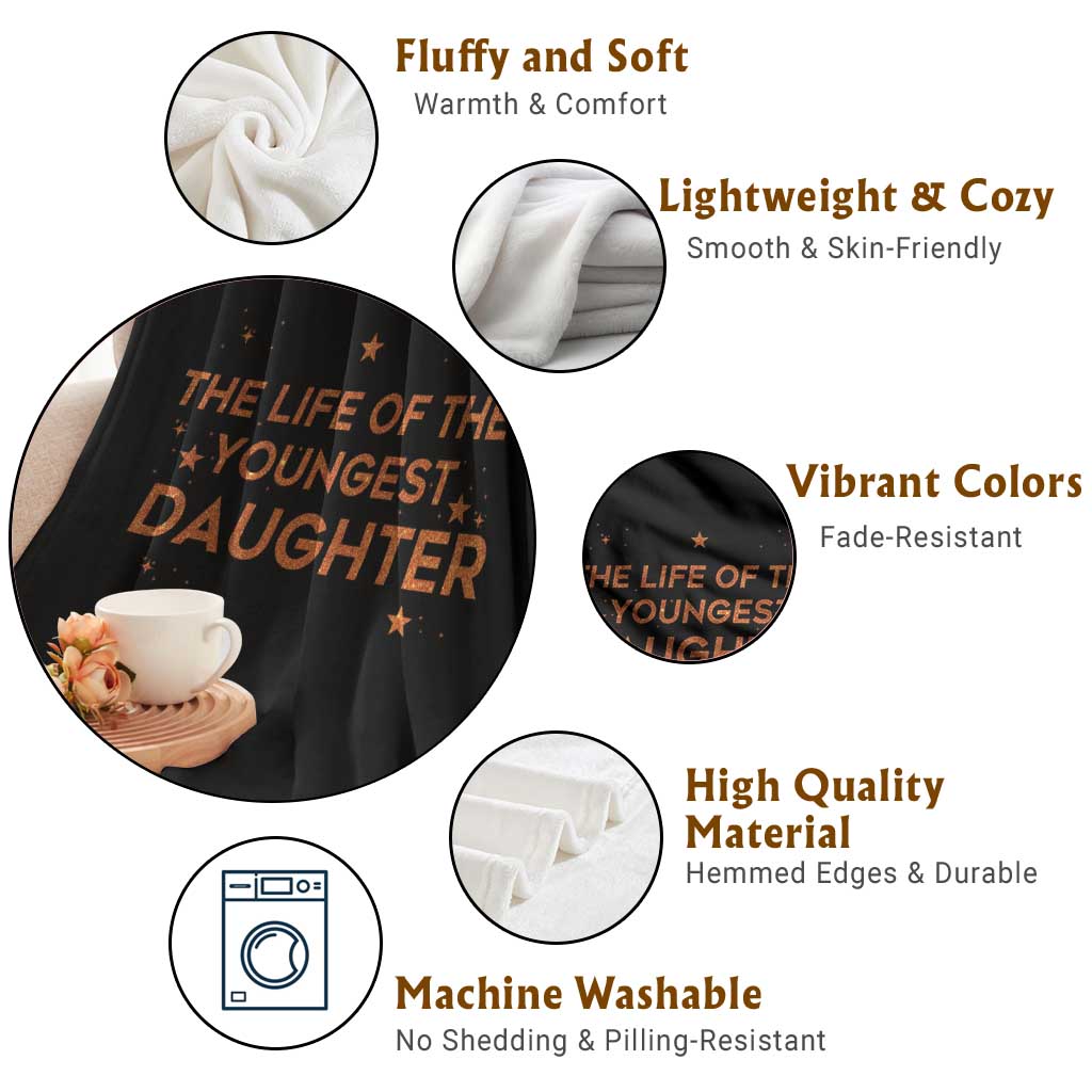 Funny The Life Of The Youngest Daughter Throw Blanket Sparkle Star - Wonder Print Shop