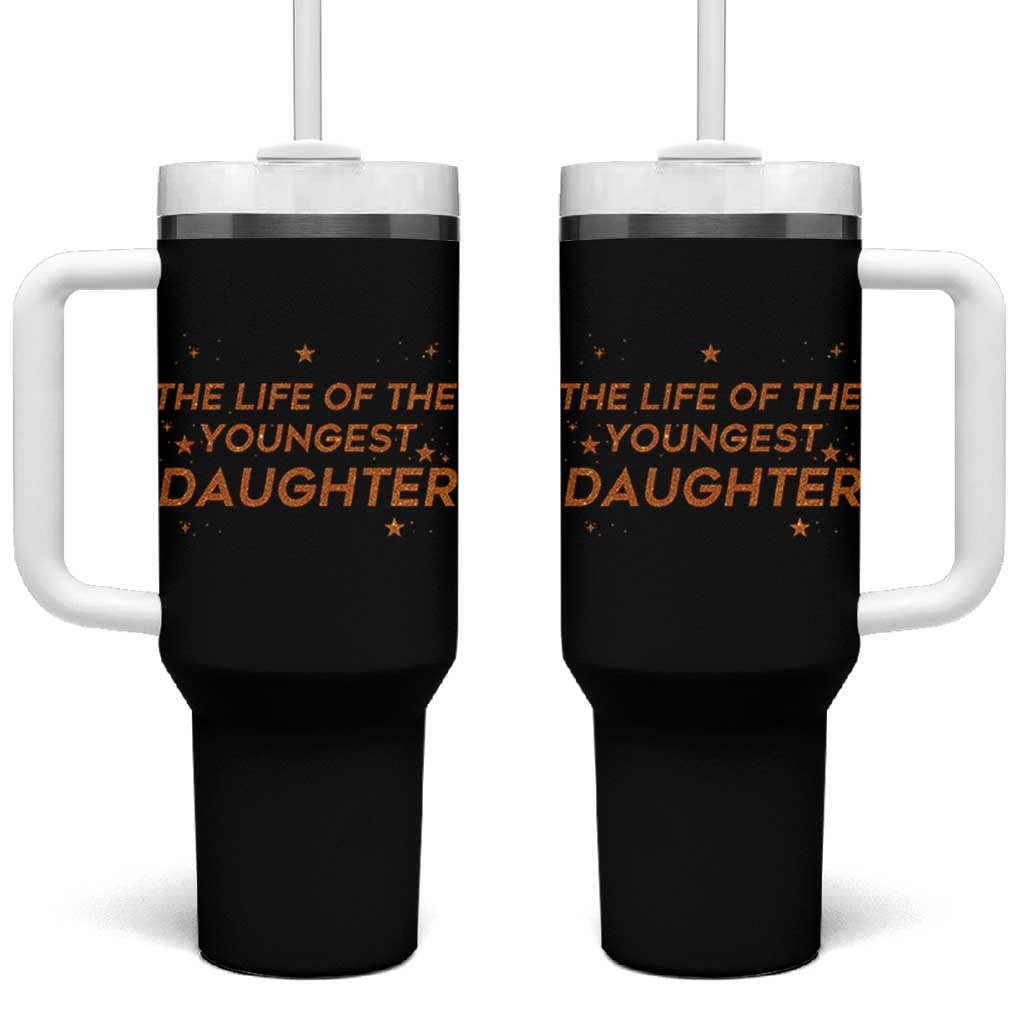 Funny The Life Of The Youngest Daughter Tumbler With Handle Sparkle Star - Wonder Print Shop