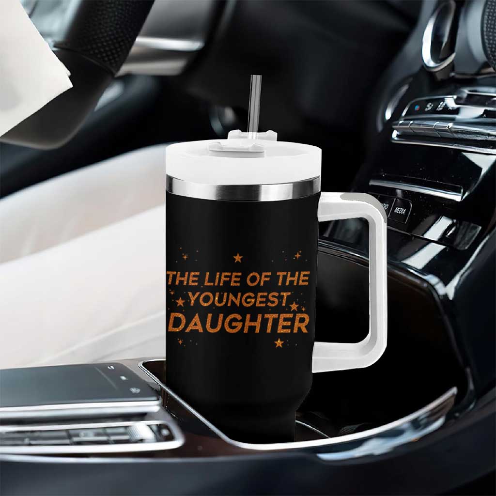 Funny The Life Of The Youngest Daughter Tumbler With Handle Sparkle Star - Wonder Print Shop