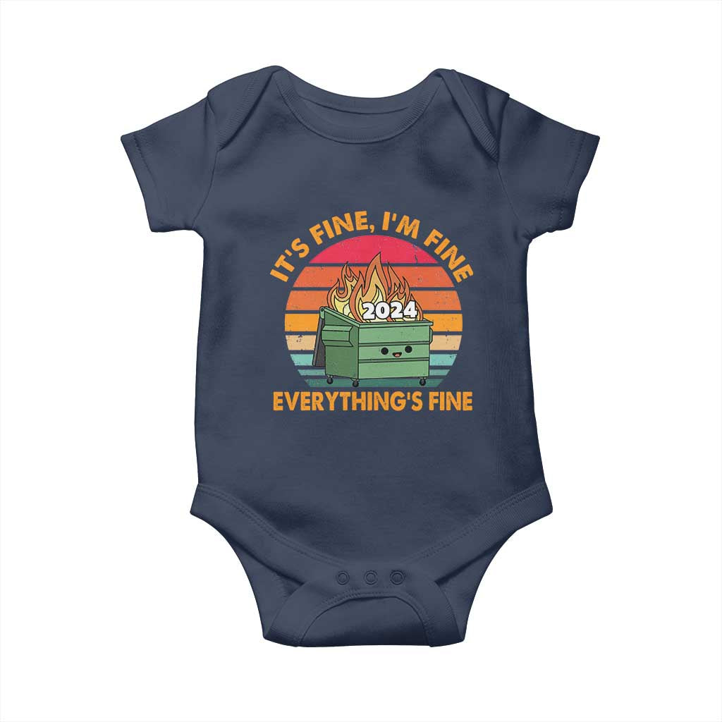 Funny It's Fine I'm Everything Is Fine 2024 Baby Onesie Cute Vintage Lil Dumpster Fire