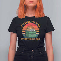 Funny It's Fine I'm Everything Is Fine 2024 T Shirt For Women Cute Vintage Lil Dumpster Fire - Wonder Print Shop