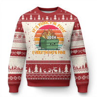 Funny It's Fine I'm Everything Is Fine 2024 Ugly Christmas Sweater Cute Vintage Lil Dumpster Fire - Wonder Print Shop