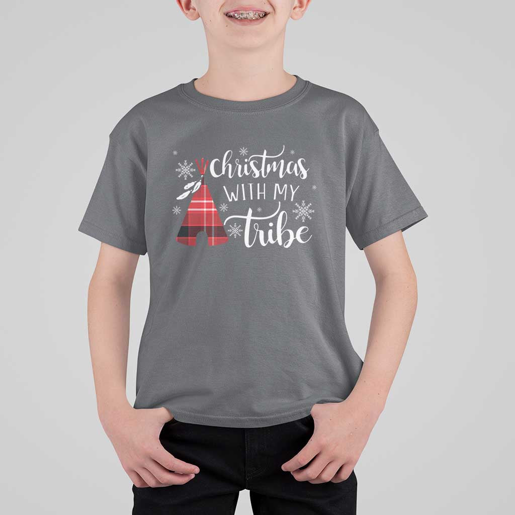 Funny Christmas Native American T Shirt For Kid Christmas With My Tribes - Wonder Print Shop