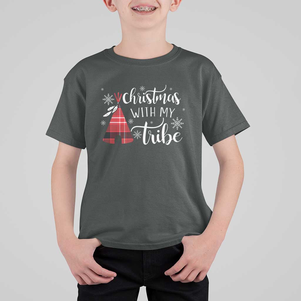 Funny Christmas Native American T Shirt For Kid Christmas With My Tribes - Wonder Print Shop
