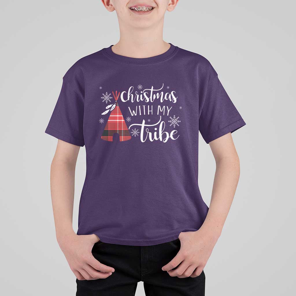 Funny Christmas Native American T Shirt For Kid Christmas With My Tribes - Wonder Print Shop